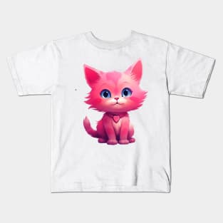 Cute Pink Kitten Kids T-Shirt